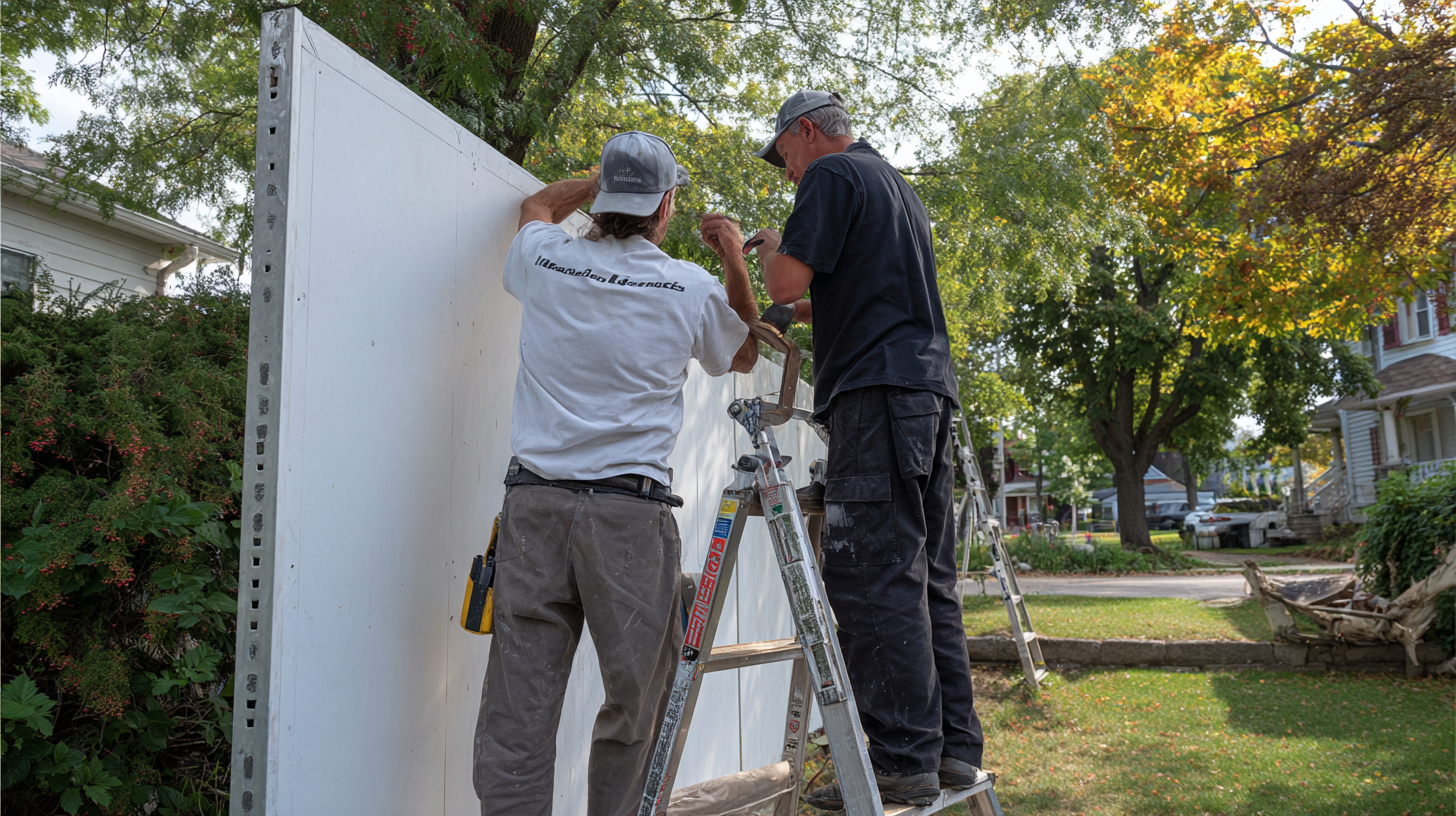 15:22 Technicians installing a tall outdoor sound barrier wall